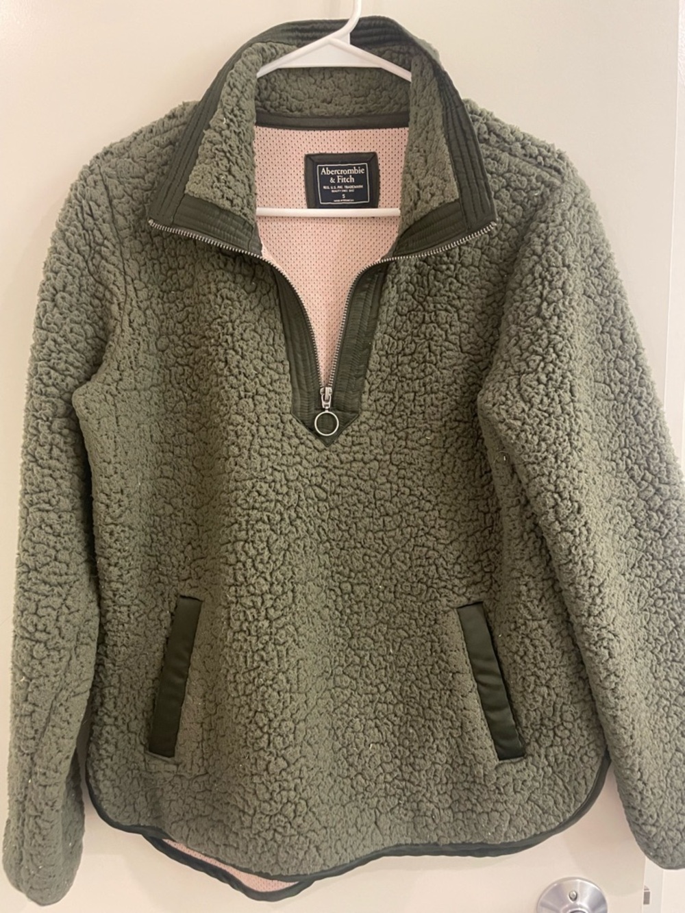 Abercrombie & Fitch Olive Green Sherpa Pullover